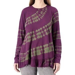 Lori Goldstein Tie- Dye Top with Rollercoaster Hem